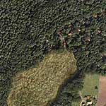 Het vakantiehuis is rechts van het midden (en iets naar beneden); links begint de Gorsselse Heide.